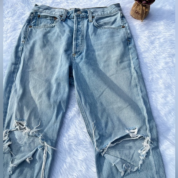 AGOLDE Riley High Rise Straight Crop Distressed Jeans - Picture 4 of 9